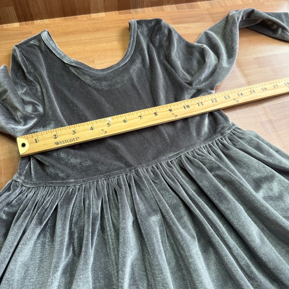 Pink chicken velour gray long sleeve fit & flare dress size 10y - Picture 5 of 7
